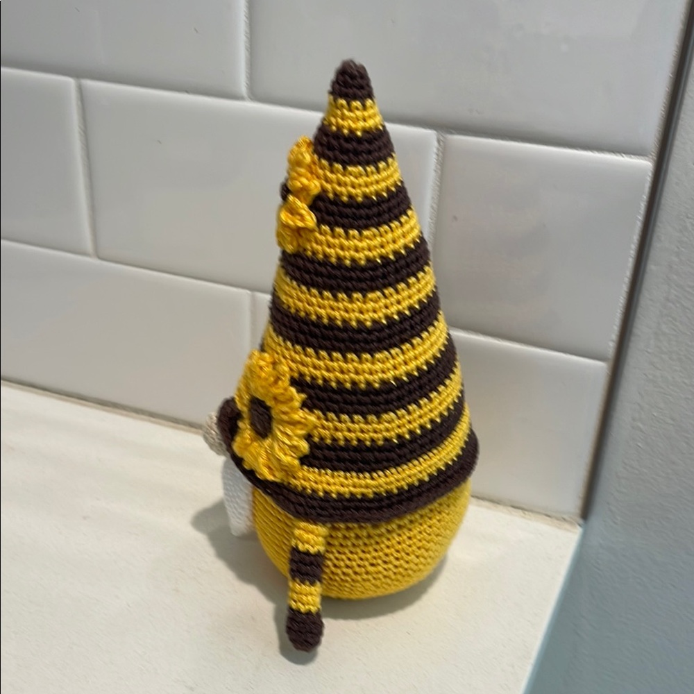Handcrafted Sunflower Gnome Amigurumi Crochet Home Decor Flower Summer Sun - Picture 10 of 12